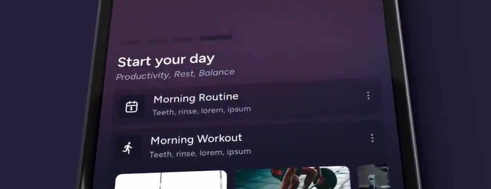 Dark mobile morning routine product animation